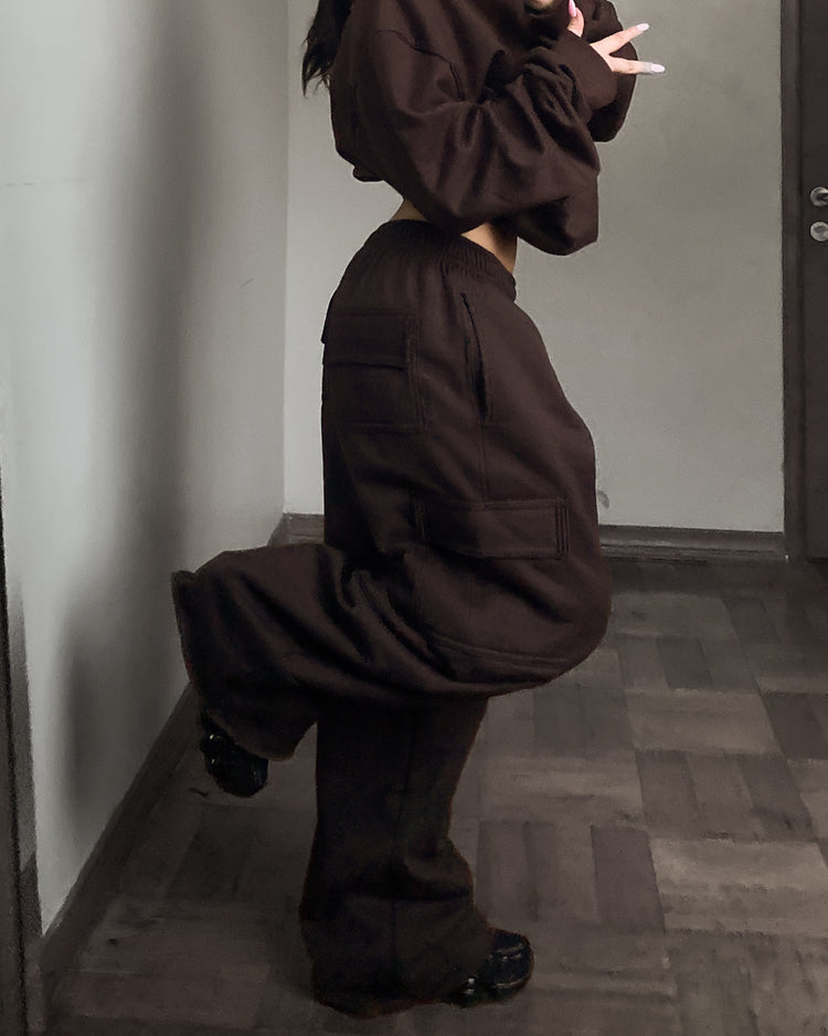Pantalón buzo cargo café unisex
