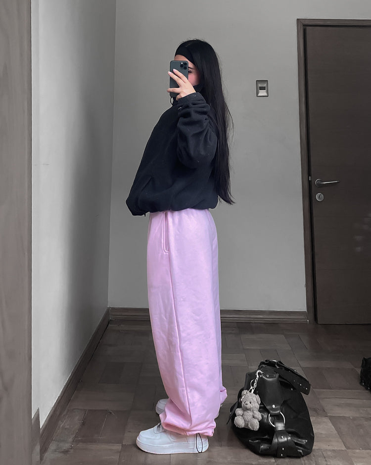 Pantalón buzo rosa pastel