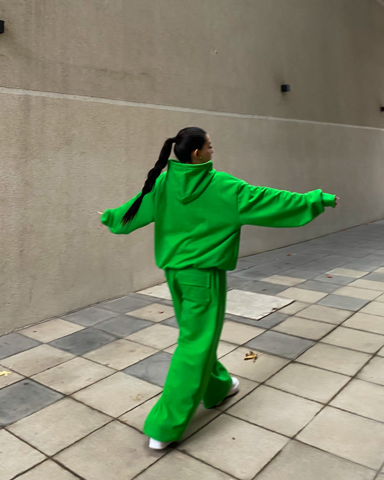 Hoodie unisex boxy fit verde manzana