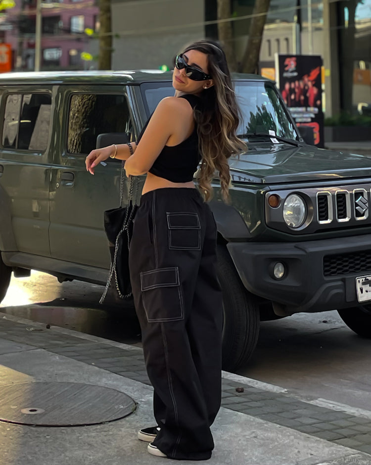 PANTALON CARGO RIPTOP COSTURAS BLANCAS