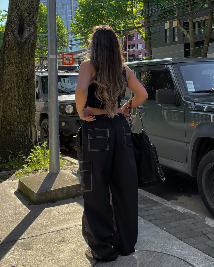 PANTALON CARGO RIPTOP COSTURAS BLANCAS
