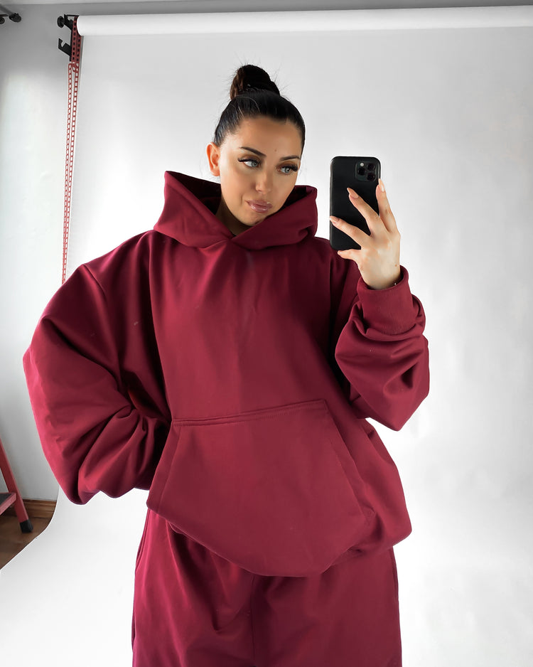 Hoodie oversized burdeo