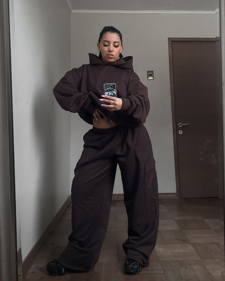 CONJUNTO CARGO+ HOODIE OVERSIZED //UNISEX CAFÉ