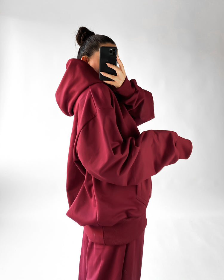 Hoodie oversized burdeo
