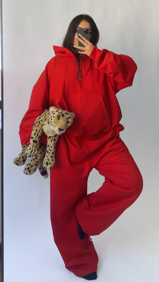 Conjunto rojo (poleron y pantalón) U N I S E X