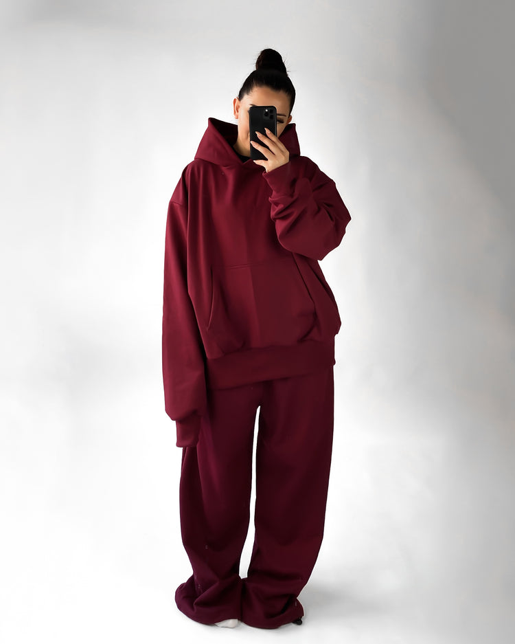 Hoodie oversized burdeo
