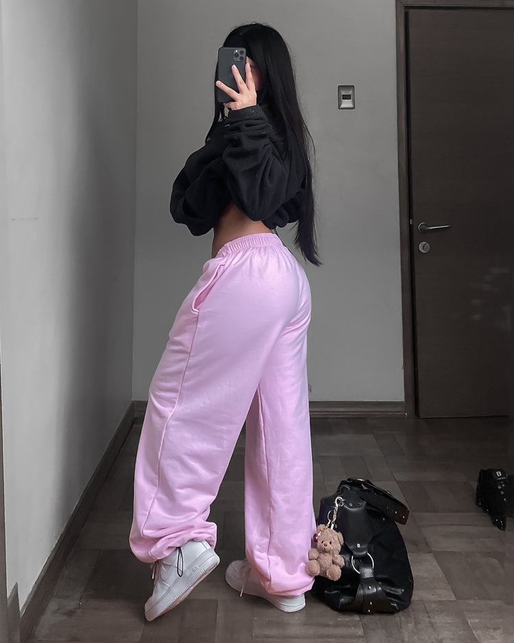 Pantalón buzo rosa pastel