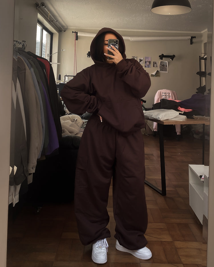 CONJUNTO ALGODON GRUESO//PANTALON CARGO// HOODIE BOXYFIT//UNISEX