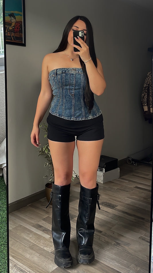 Corsé jeans efecto lavado M/L