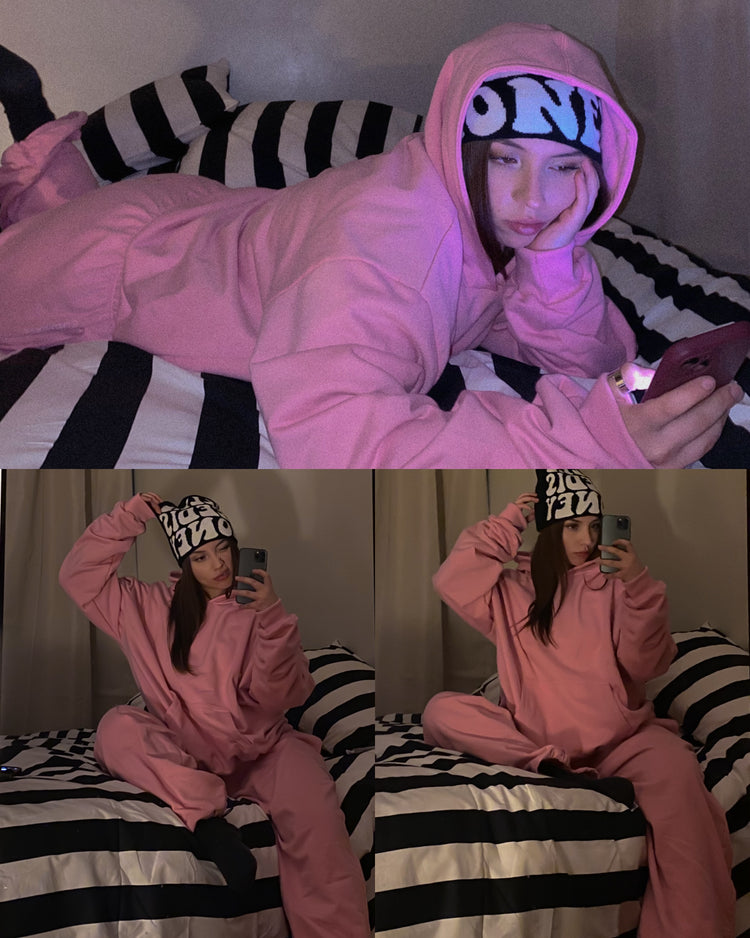 Conjunto rosa chicle Boxyfit 💖 (poleron y pantalón)