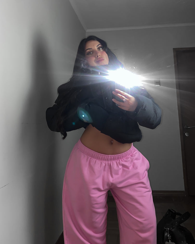 Conjunto rosa chicle Boxyfit 💖 (poleron y pantalón)