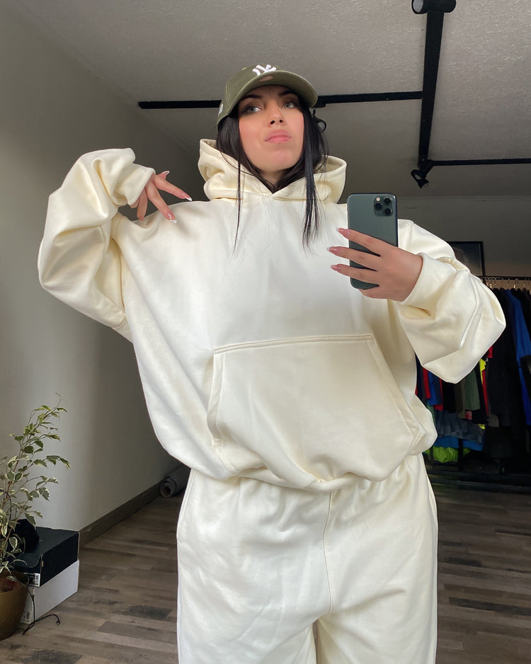 Boxy fit hoodie Beige