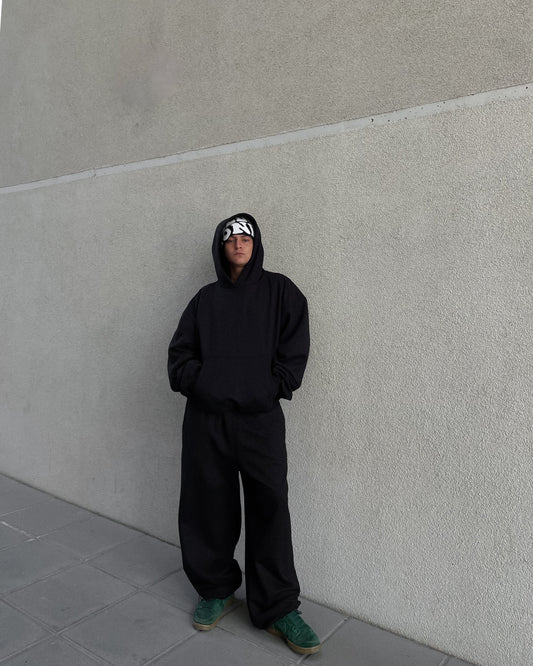 Conjunto negro unisex algodón grueso XL oversized