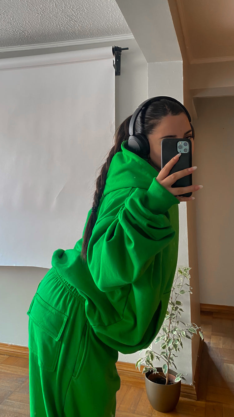 Hoodie unisex boxy fit verde manzana