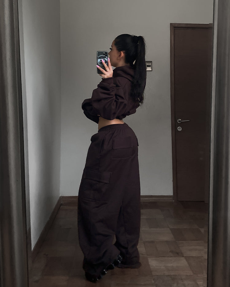 CONJUNTO CARGO+ HOODIE OVERSIZED //UNISEX CAFÉ