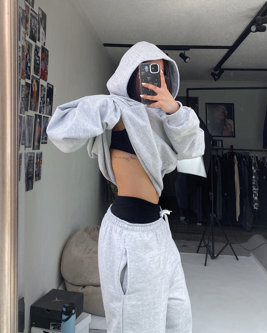Hoodie Gris claro unisex Boxy