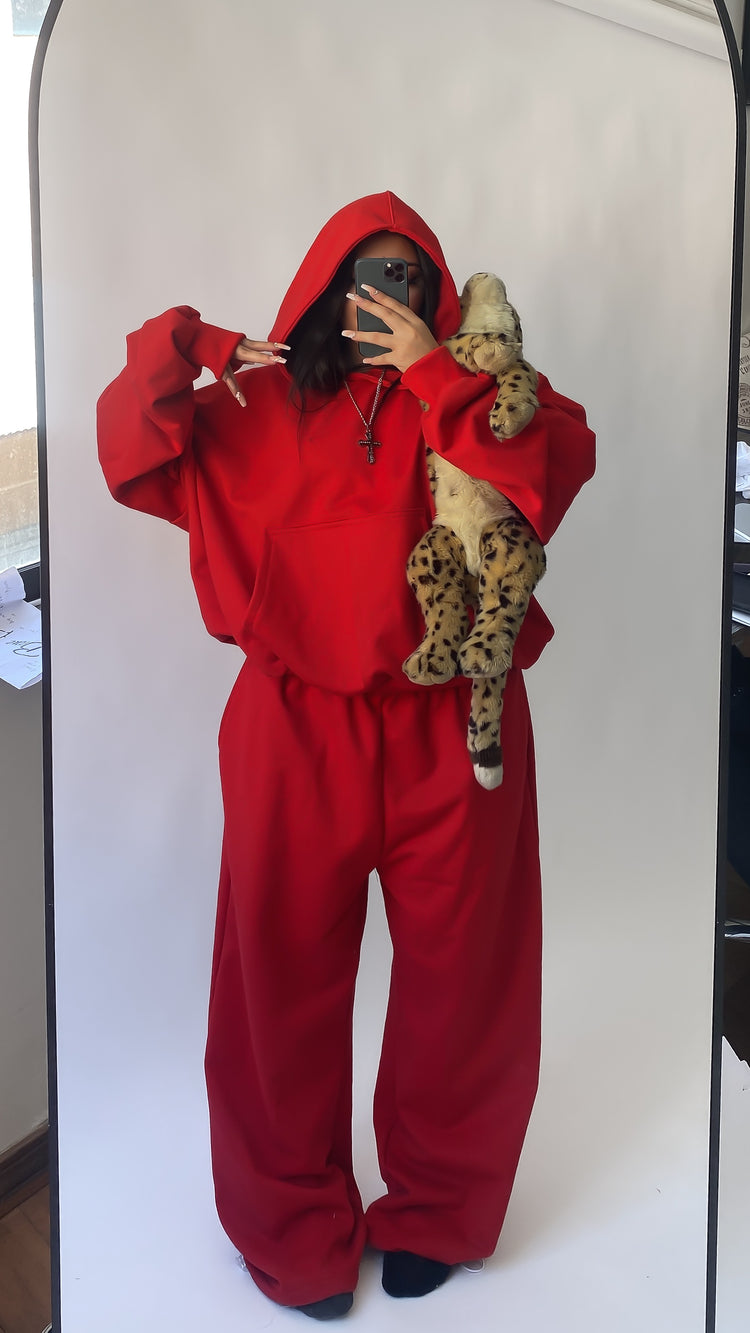 Conjunto rojo (poleron y pantalón) U N I S E X