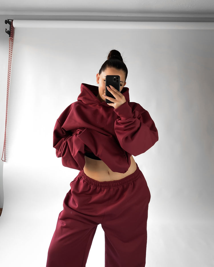 Hoodie oversized burdeo