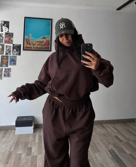 Hoodie cafe chocolate boxyfit unisex
