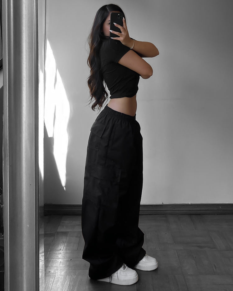 PANTALÓN CARGO NEGRO repelente al agua//windproof unisex