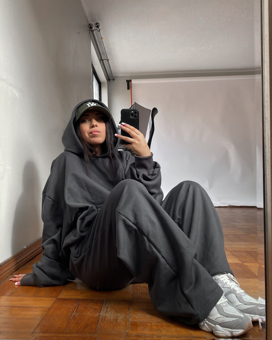 Hoodie gris oscuro XL oversized