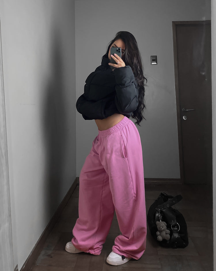 Conjunto rosa chicle Boxyfit 💖 (poleron y pantalón)
