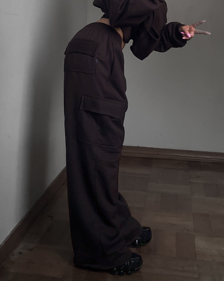 CONJUNTO CARGO+ HOODIE OVERSIZED //UNISEX CAFÉ