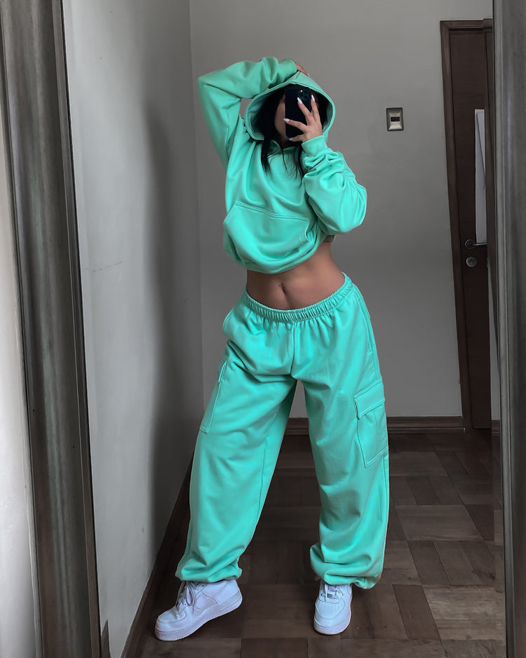 CONJUNTO CARGO+ HOODIE BOXYFIT//UNISEX CALIPSO