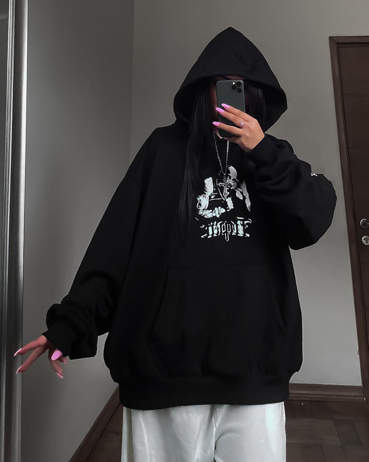 HOODIE 2PAC NEGRO OVERSIZED