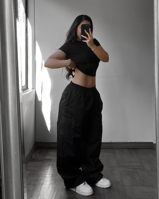 PANTALÓN CARGO NEGRO repelente al agua//windproof unisex