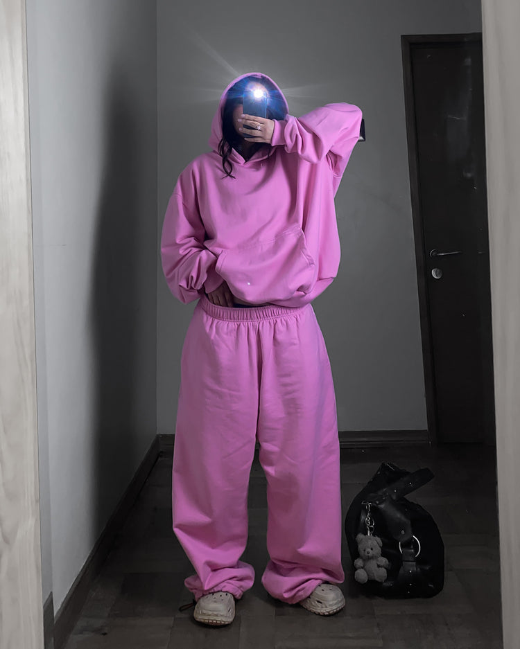 Conjunto rosa chicle Boxyfit 💖 (poleron y pantalón)