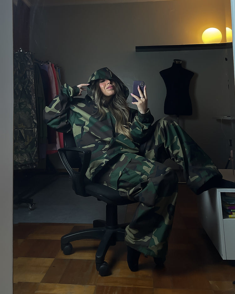 CONJUNTO MILITAR UNISEX🥷🏻 (hoodie cortavientos +pantalón cargo) OVERSIZED